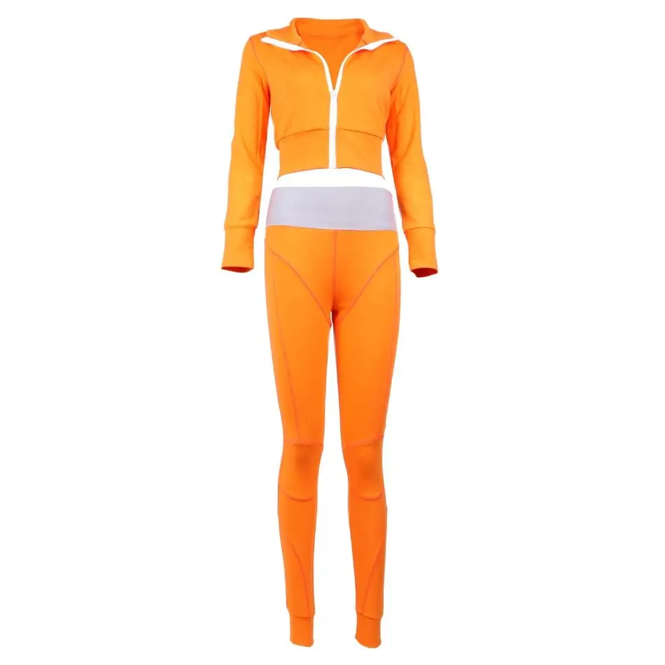 Женский уличный комплект из 2 предметов укороченный Топ с длинным рукавом и брюки