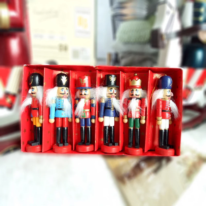 

6Pcs Mini Wooden Nutcracker Doll Soldier Christmas Ornaments Xmas Gifts Decor Christmas Decorations For Home Drop Shipping