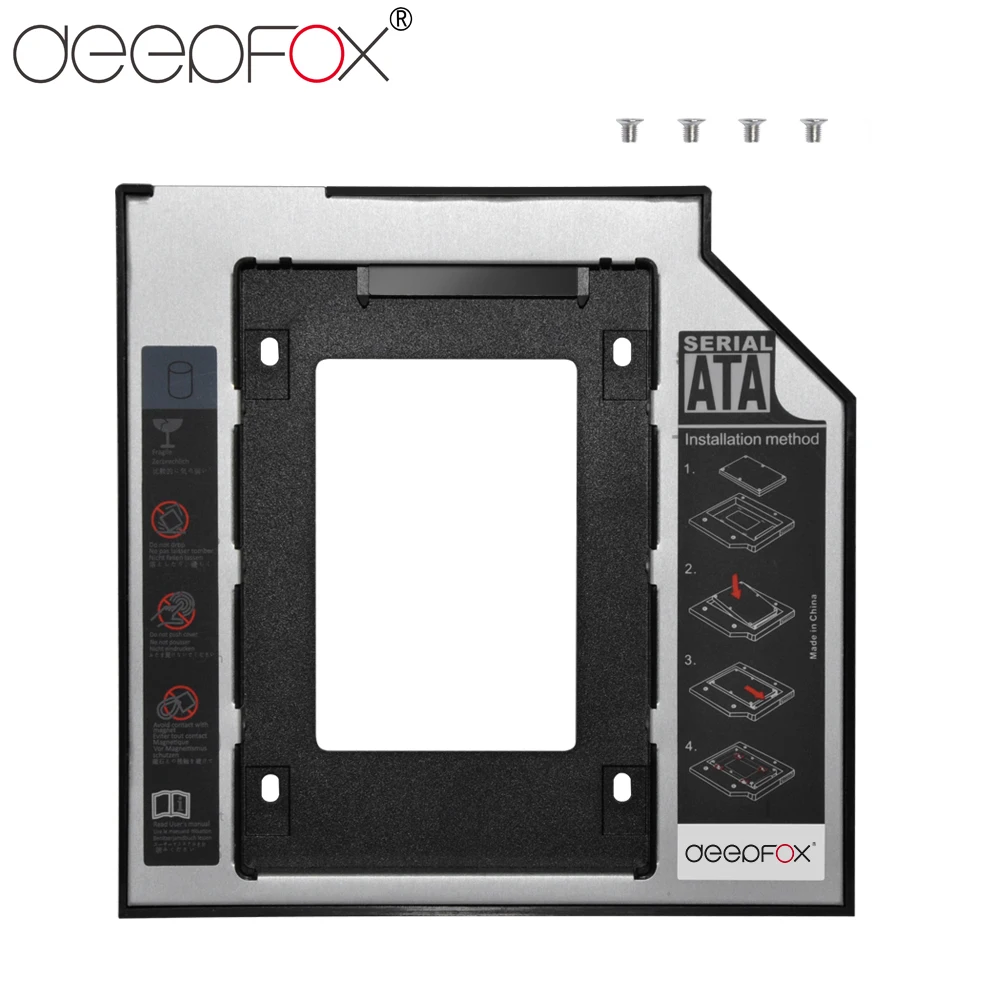 

DeepFox Aluminum Plastic 2nd HDD SSD caddy 12.7mm SATA 3.0 For 2.5" Hard Disk Driver Case Enclosure DVD CD-ROM Optibay