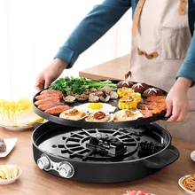 Electric Smokeless Grill And Hot Pot 2200W 2-in-1 Electric Grill And Hot Pot Double Split Multifunction Kitchen Cooking Pot