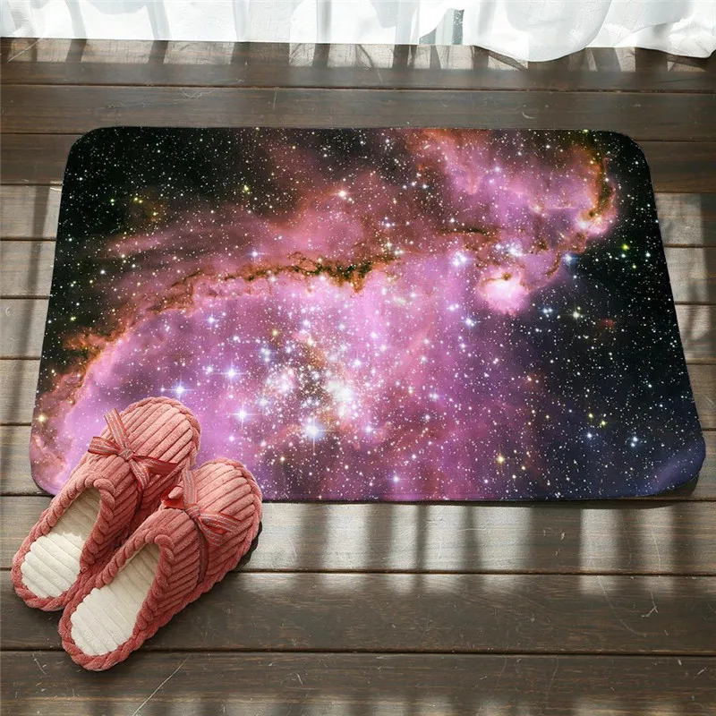Cosmic Outer Space Stars Starry Sky Felt Rubber Bath Mats Carpet Rug Doormat Living Room Non-slip Kitchen 3D Floor Mat | Дом и сад