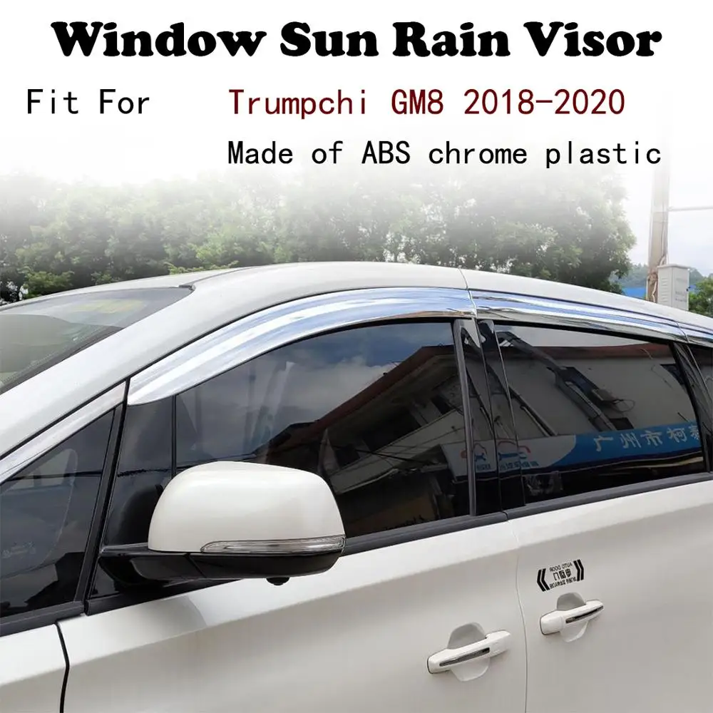 

ABS Chrome plastic Window Visor Vent Shades Sun Rain Guard car accessories For Trumpchi GM8 2018-2020
