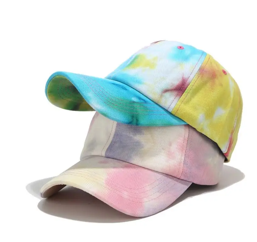 

Colorful Summer Tie-dye Baseball Cap Cotton Dad Hat Baseball For Men Women Hip Hop Snapback Cap Bone Garros Leisure Sun Hat