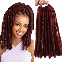 synthetic crochet hair dreadlocks 12 inch faux locs braiding hair extensions with gold line decorative braids for women black