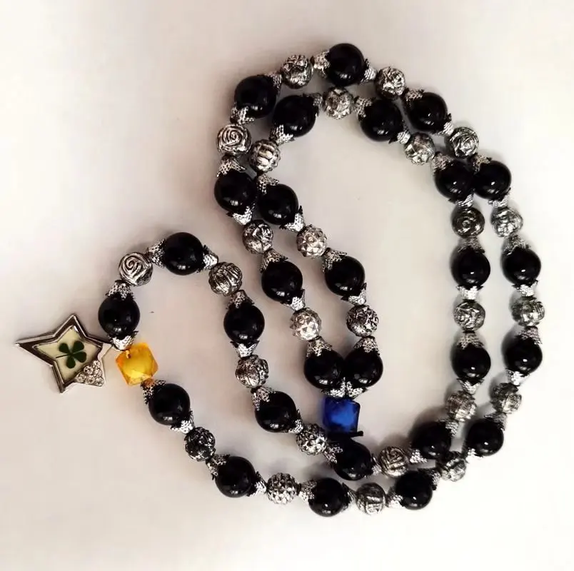 

Модный кулон на удачу в виде шампанского, настоящая сушеная прекрасная звезда, стильный камень, четырехлистный клевер, дизайн, черные стекл...