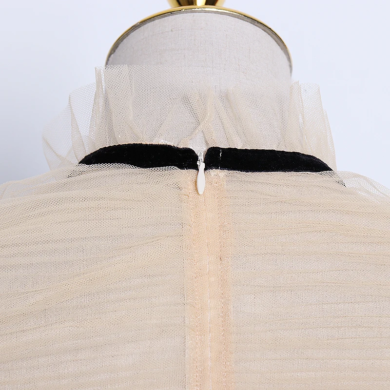 Женская винтажная блузка TWOTWINSTYLE Лоскутная сетчатая рубашка с воротником-стойкой