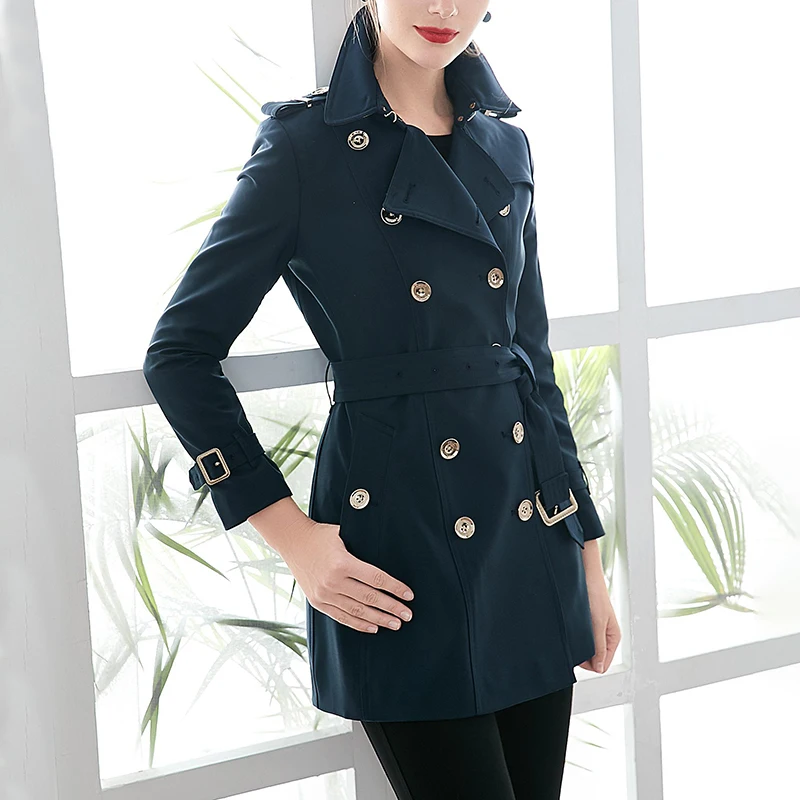 TWOTWINSTYLE Корейская Осенняя Женская ветровка с отворотным воротником и длинными рукавами с поясом Большие женские пальто мода OL Новинка