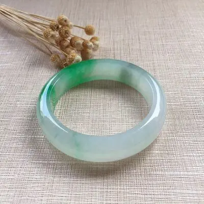 

zheru jewelry natural Burmese jade light color two-color 54-64mm bracelet elegant princess jewelry gift for mother to girlfriend