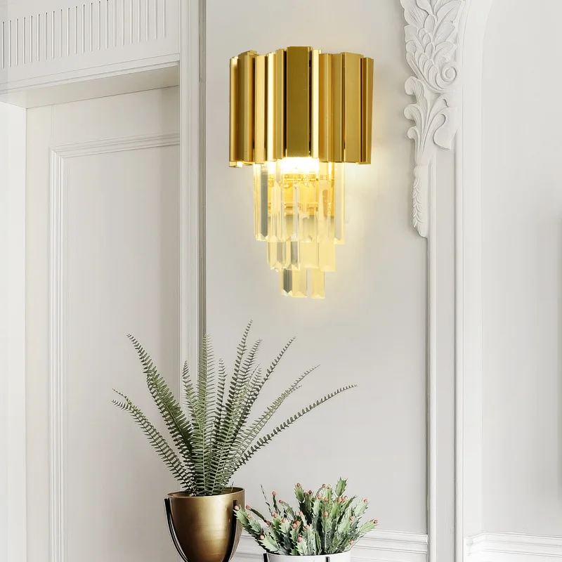 Современная настенная лампа с золотыми кристаллами Креативный светодиодный