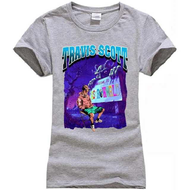 Women gray Трэвиса Скотта Astroworld, футболка, размер, подарок, принт, мужская, черная, классная, повседневная, прайд, футболка, мужская, унисекс, новая, модная футболка - Цвет: Women gray