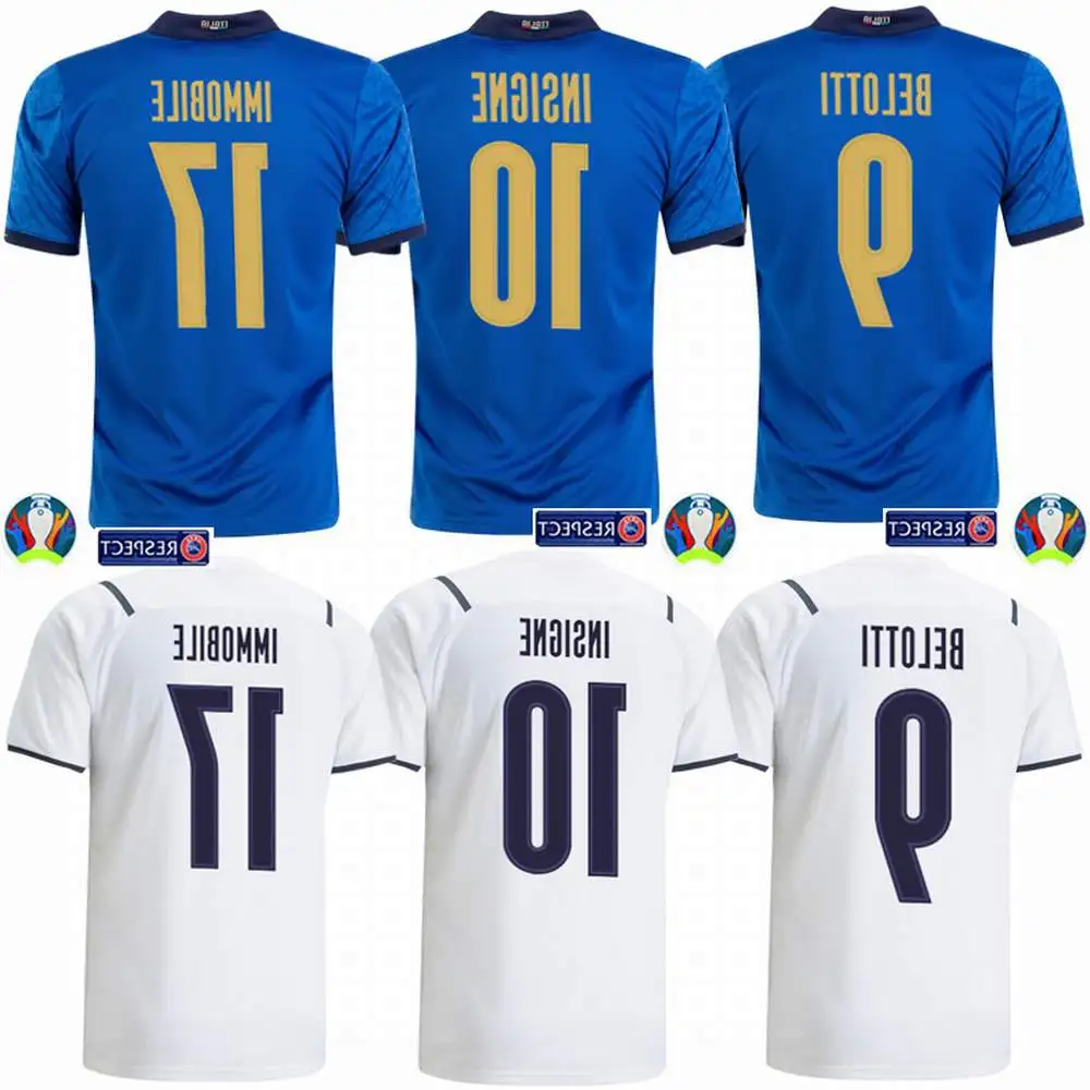 

Italy 2021 EURO Bastoni Soccer Jersey Belotti Orsolini Insigne Immobile Barella Lorenzo Pellegrini Chiellini Jorginho Tee Shirt