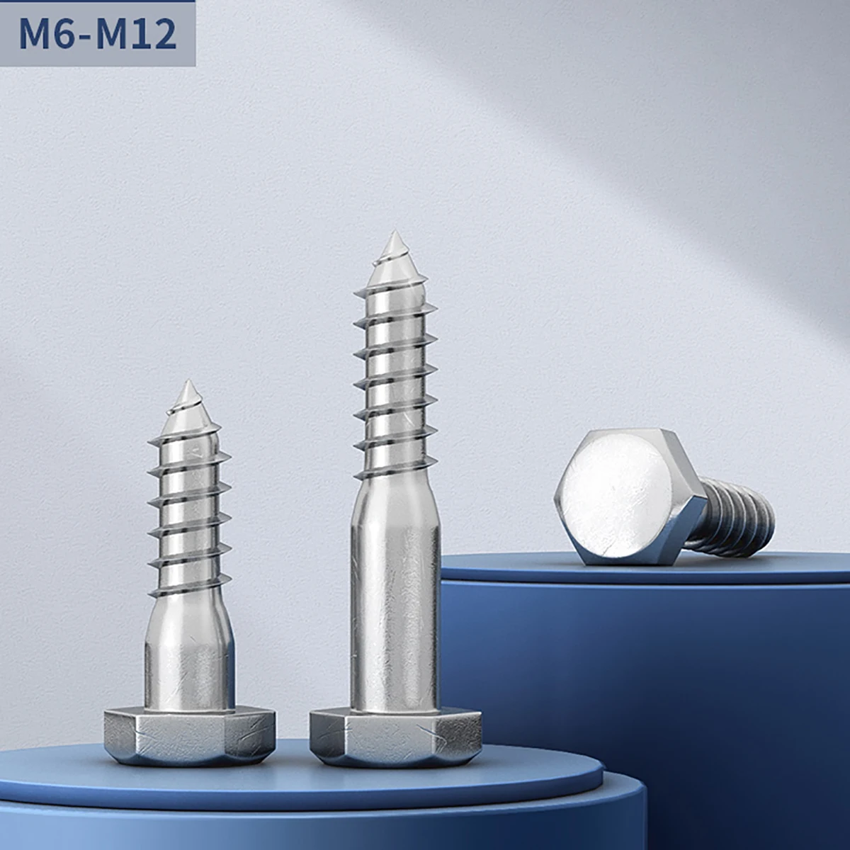 1/2/3pcs 304 Stainless Steel Hexagon Head Self Tapping Screw DIN571 M6M8M10M12 External Hex Head Tapping Large Long Wood Screw