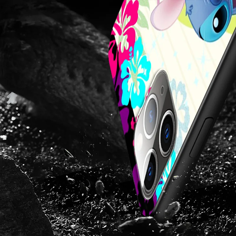 Disney Cartoon Animation Lilo Stitch Phone Case For Apple iPhone 14 13 12 11 SE XS XR X 7 8 mini Plus Pro MAX 2020 Black Cover