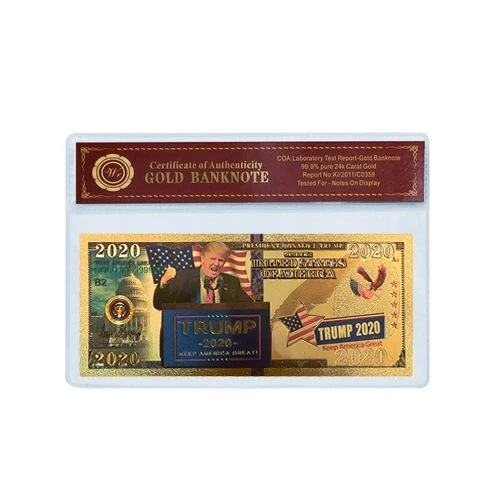 4 шт./лот Дональд Трамп 2020 поддельные Деньги Доллар США золотые банкноты реквизит