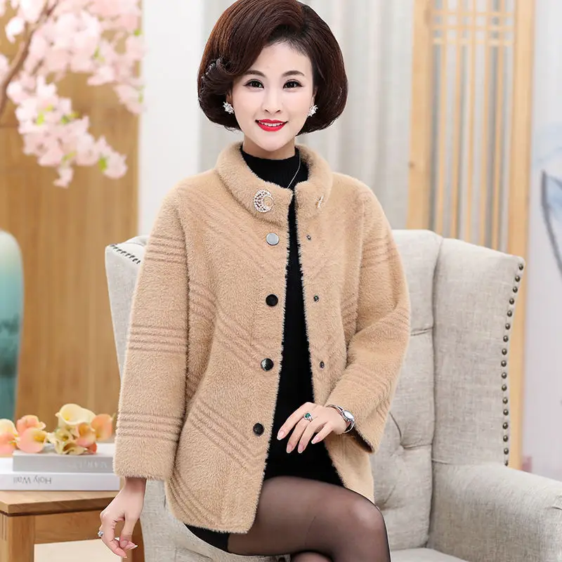 Осень зима 2019 Женское пальто из искусственного меха норки для женщин среднего