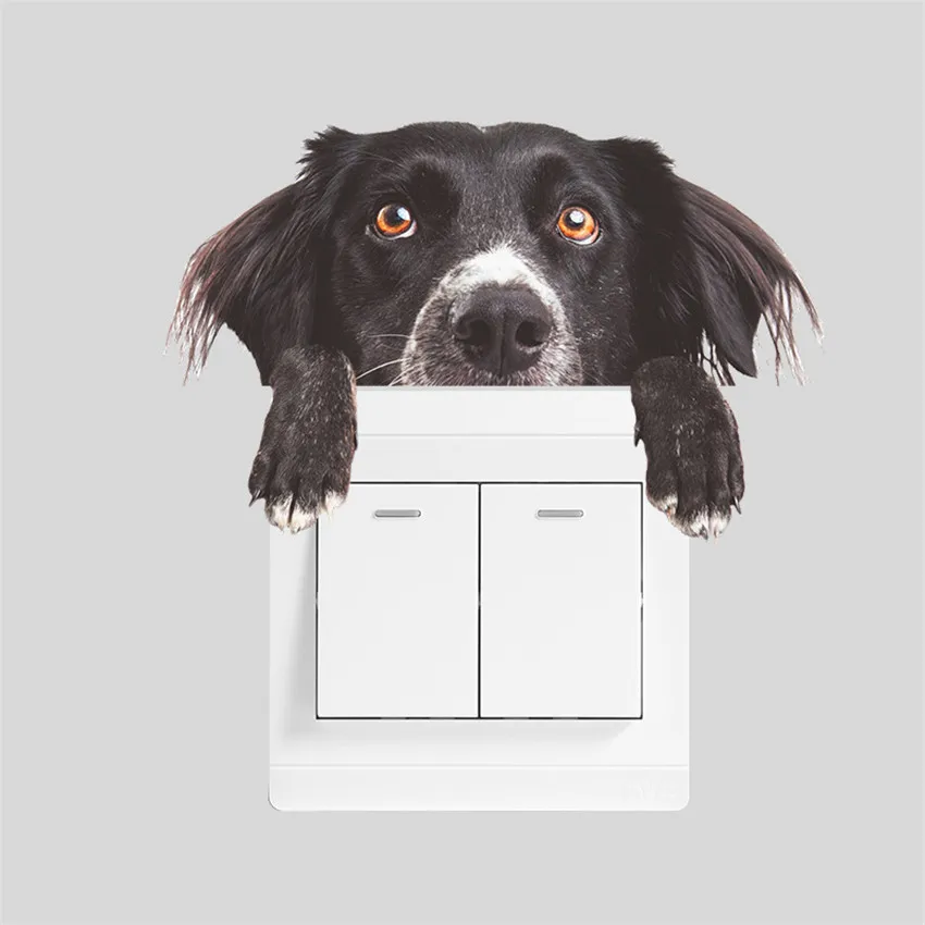 С милым рисунком кошка и переключатель в виде собаки наклейки ПВХ Наклейка на