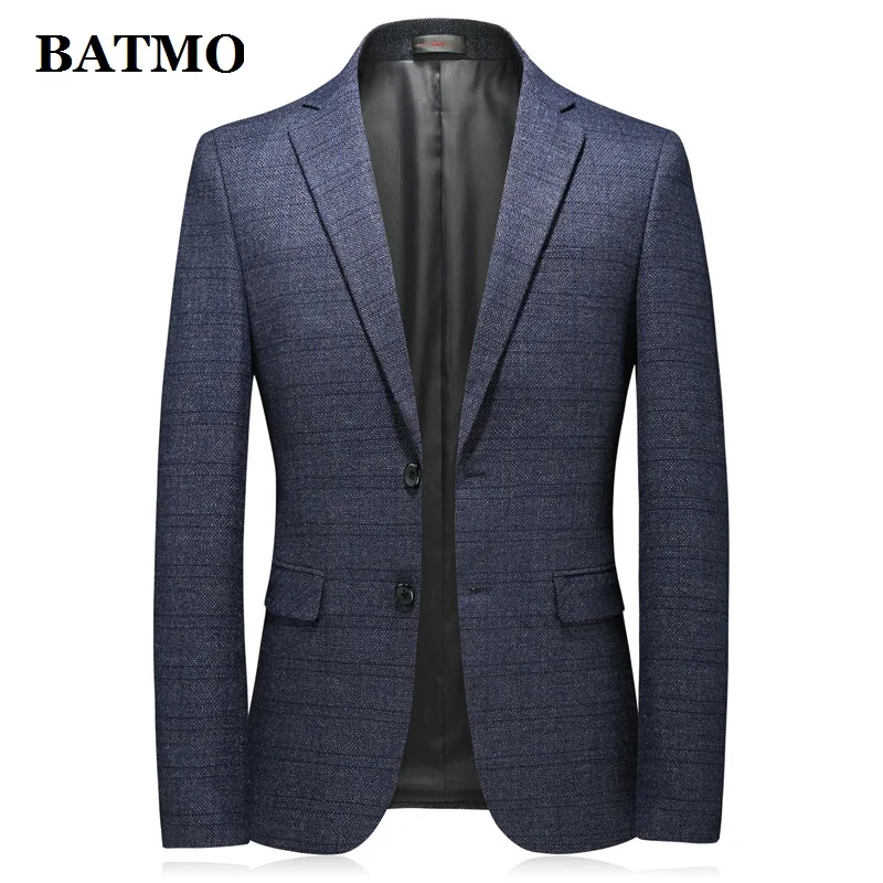 

BATMO 2020 new arrival autumn casual plaid blazer men,men's casual grey jackets,plus-size M-4XL 2038