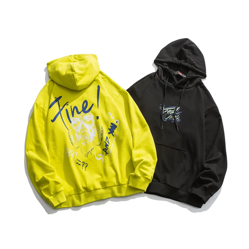 

European and American Street Fashion Brand Hoodie Loose Long-Sleeved Coat Men's All-match Graffiti Youth Handsome CouplePullover