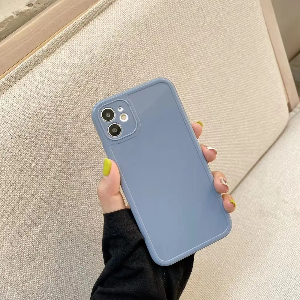 

For iPhone 12 Phone Case Candy Color glossy case For iPhone 7 8 Plus 11 11Pro X XR XS Max SE 2020 Solid Soft Silicone Back Cover
