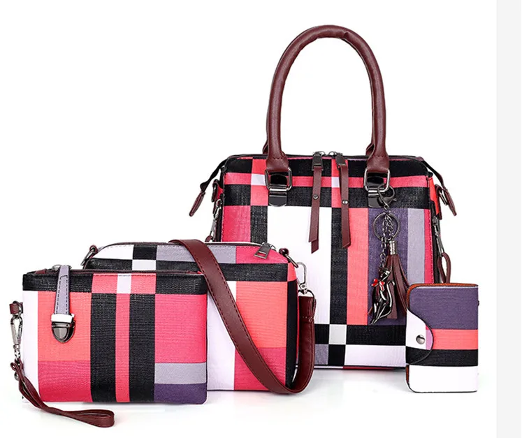 Wushangai роскошные сумки новые 4 шт. набор женская сумка в клетку на плечо дорожная