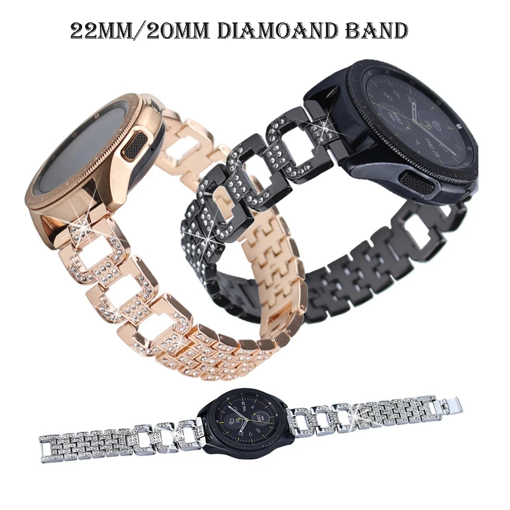 

Stainless Steel Watch Band 22mm 20mm Strap For Samsung Galaxy Watch 46mm/42mm Diamond Women Watchband Strap For Gear S3 Classic