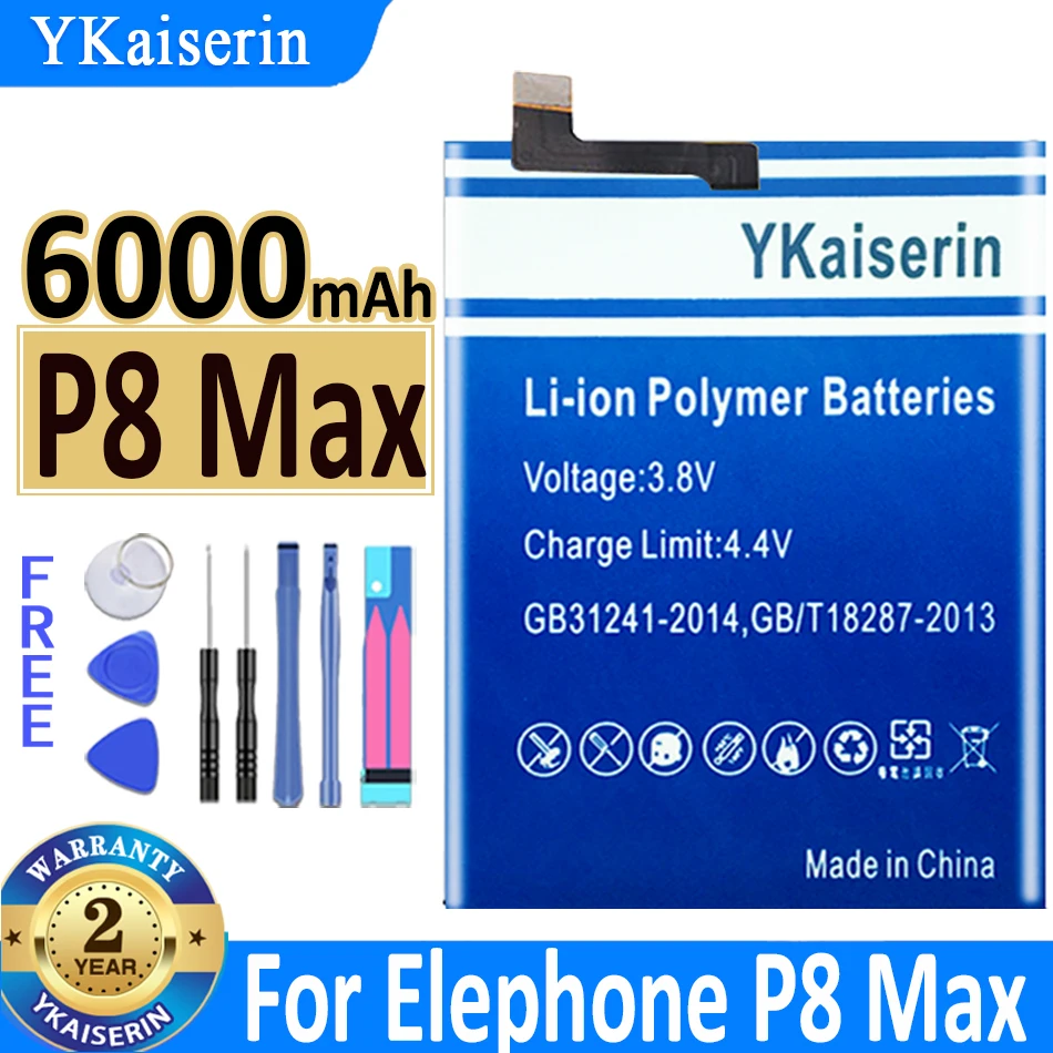 

6000mAh YKaiserin Battery For Elephone P8 Max P8Max Replacement Battery Bateria