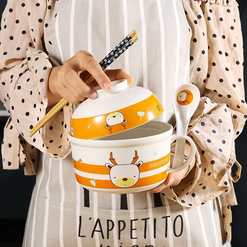 Керамическая миска для лапши в мультяшном стиле креативная Студенческая набор