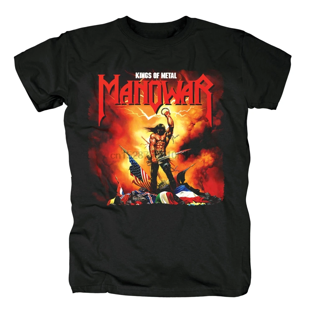 

Kings Of Metal Manowar Cover Heavy Metal Power Metal Men Black T Shirt In Summer Funny Boy Cotton T-Shirts