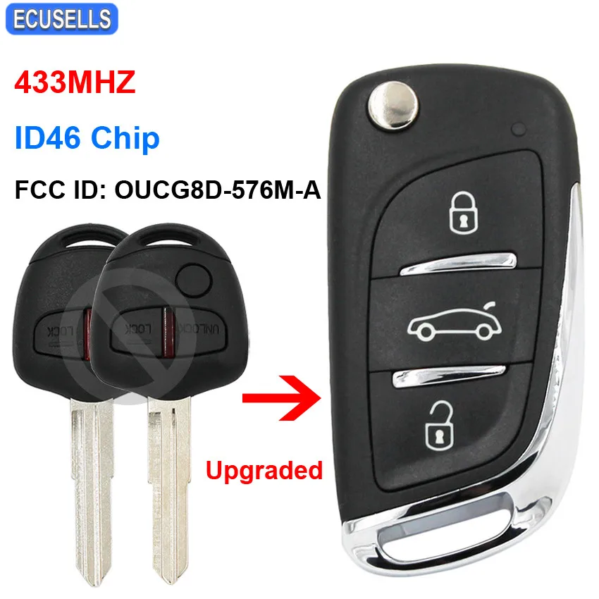 Модернизированный дистанционный ключ брелок от машины 433MHz ID46 чип для Mitsubishi Outlander