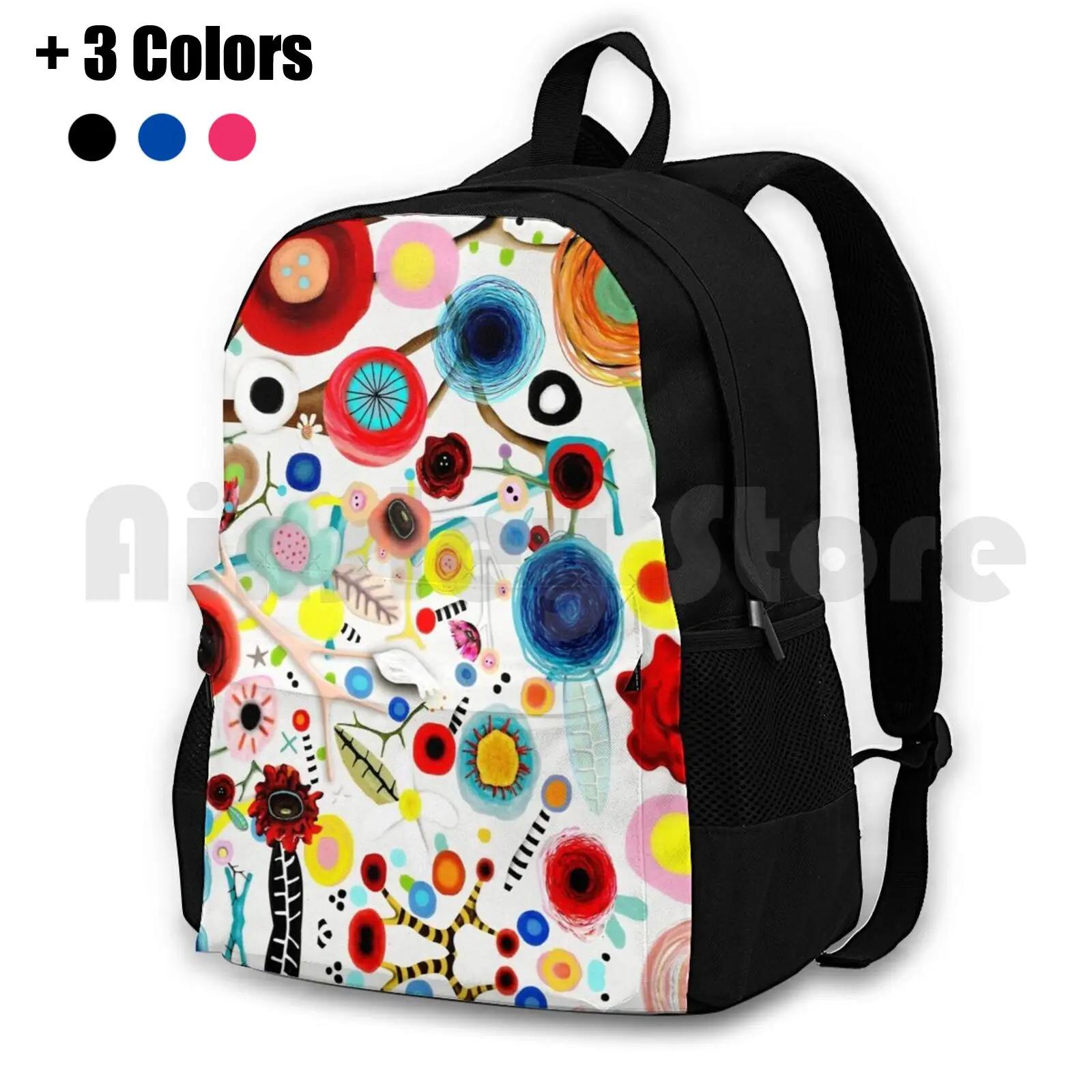 

Be What You Want To Be Outdoor Hiking Backpack Waterproof Camping Travel Meadow Art Floral Red And Blue London Be What You Want