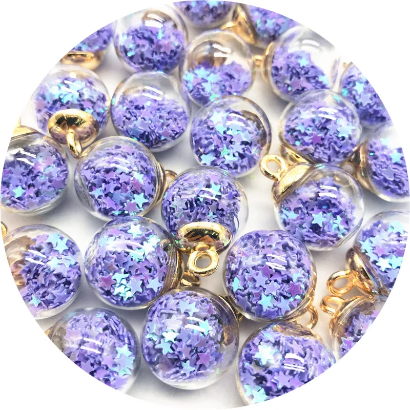 5/10pcs 16mm Colorful Transparent Glass Ball Star Charms Pendant Finding For Jewelry Making Hair Accessories Earring #012 | Украшения и