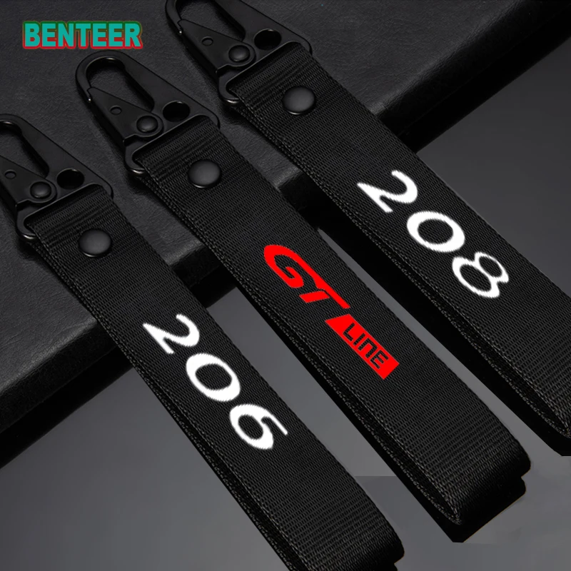 

Nylon Car key ring for Peugeot GTline 106 107 206 207 208 306 307 308 407 508 2008 3008 Car Accessories