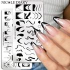 Трафареты NICOLE DIARY для маникюра, штамп с французскими линиями, цветочный лист, скошенная полоска