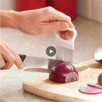 soporte de agujas para cebolla de acero inoxidable rebanador simple de mano cortador de frutas y verduras herramienta de