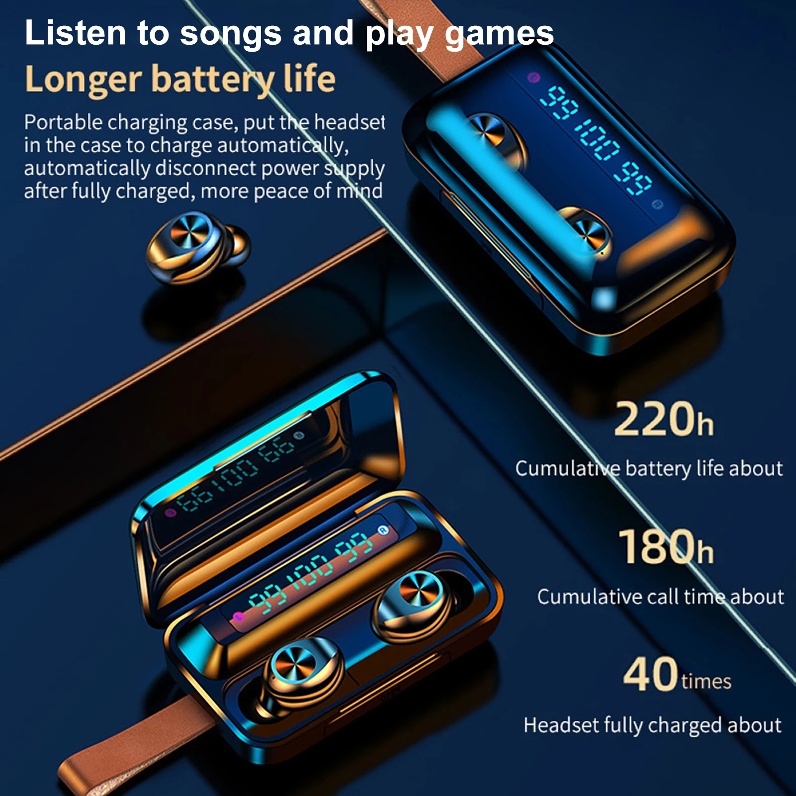 

Savioke F9-11 Waterproof Earbuds Bluetooth 5.0 LED Display Touch Control 9D Stereo Earphones 2000mAh Charging Case For Phone