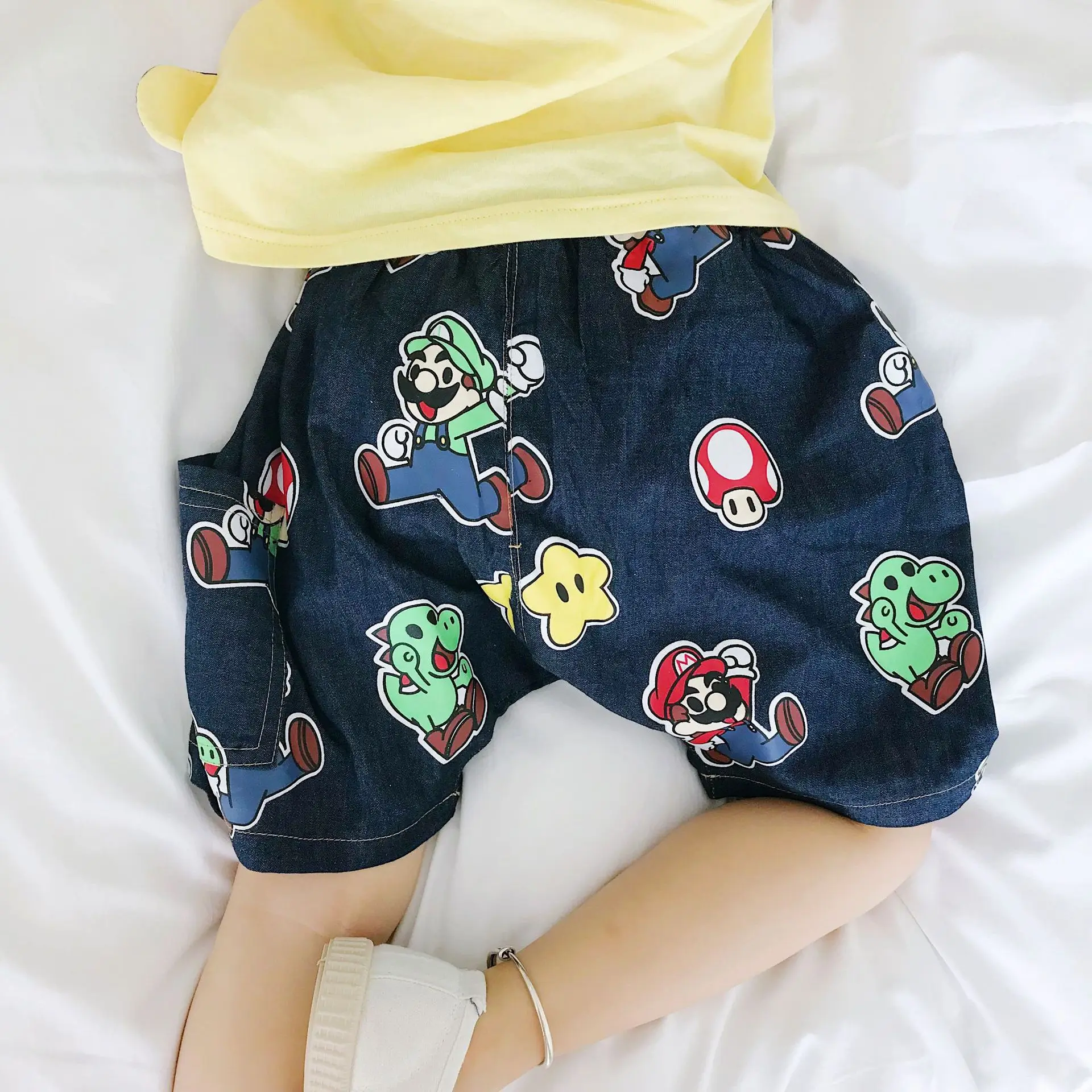 

Tonytaobaby Summer New Boys and Girls Cute Mushroom Star Cartoon Cowboy Hot Pants Boy Pants