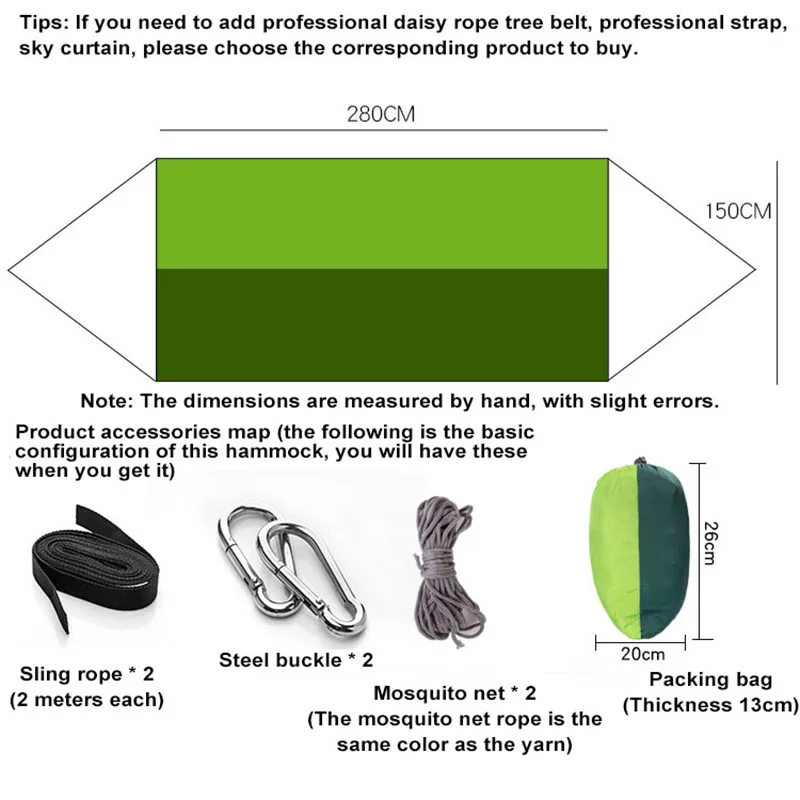 

Outdoor mosquito net hammock camping with mosquito net ultra-light nylon Multiplayer camping Holiday travel hammock tent