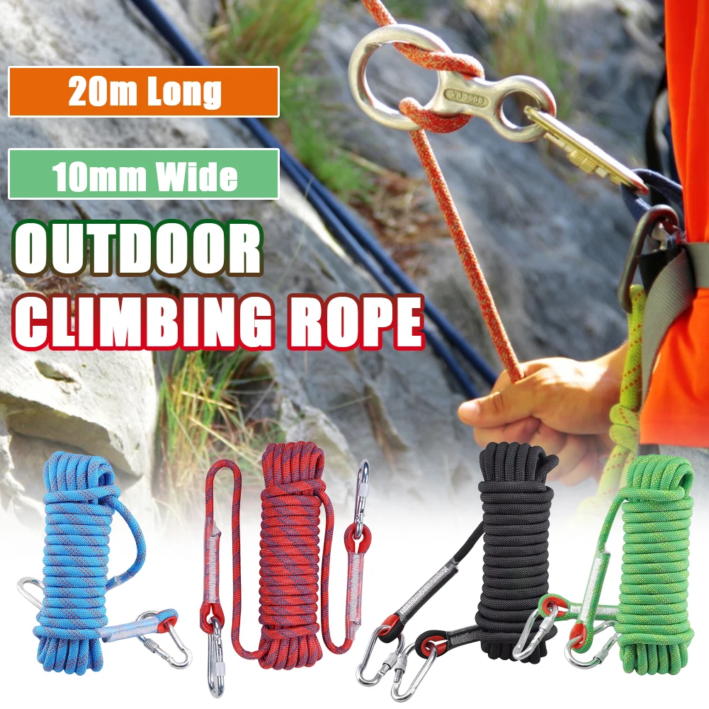 

Outdoor Climbing Rope 48 Strands With Carabiner Sewing Buckle 10mm Downhill Rope Aerial Work Anti-Fall Insurance Climbing Rope