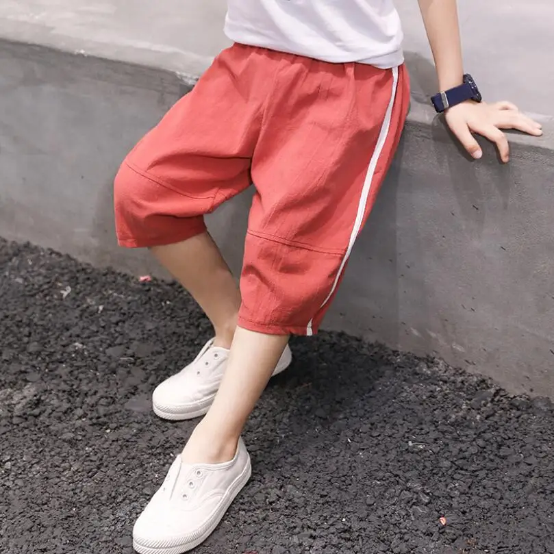 Детские брюки для мальчиков хлопковые короткие штаны летние тонкие Пляжные