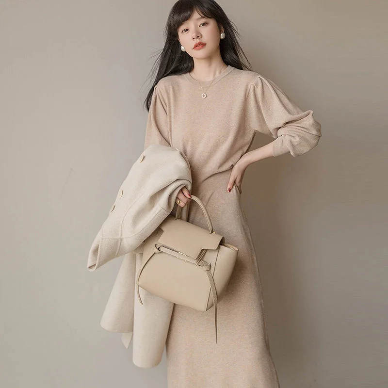 

Match with Coat Knitted Dress for Women Winter Lady like Woman Light Jum