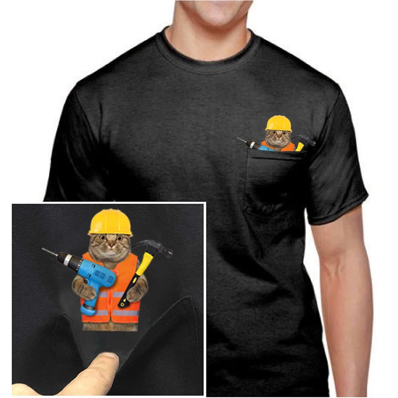 

Makita Tools T-Shirt Fashion Brand Summer Pocket Cat Firemen Printed T-shirt Men for Women Shirts Hip Hop Tops Funny Cotton Tees