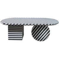 italian solid wood dining table zebra striped oval light luxury villa hotel high end living room art coffee table
