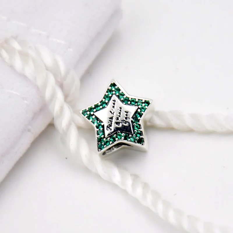 Oepnwrok Tinker Bell Star с хрустальными бусинами подходит 925 пробы серебряный шарм для женщин Pandora браслет DIY ювелирные изделия