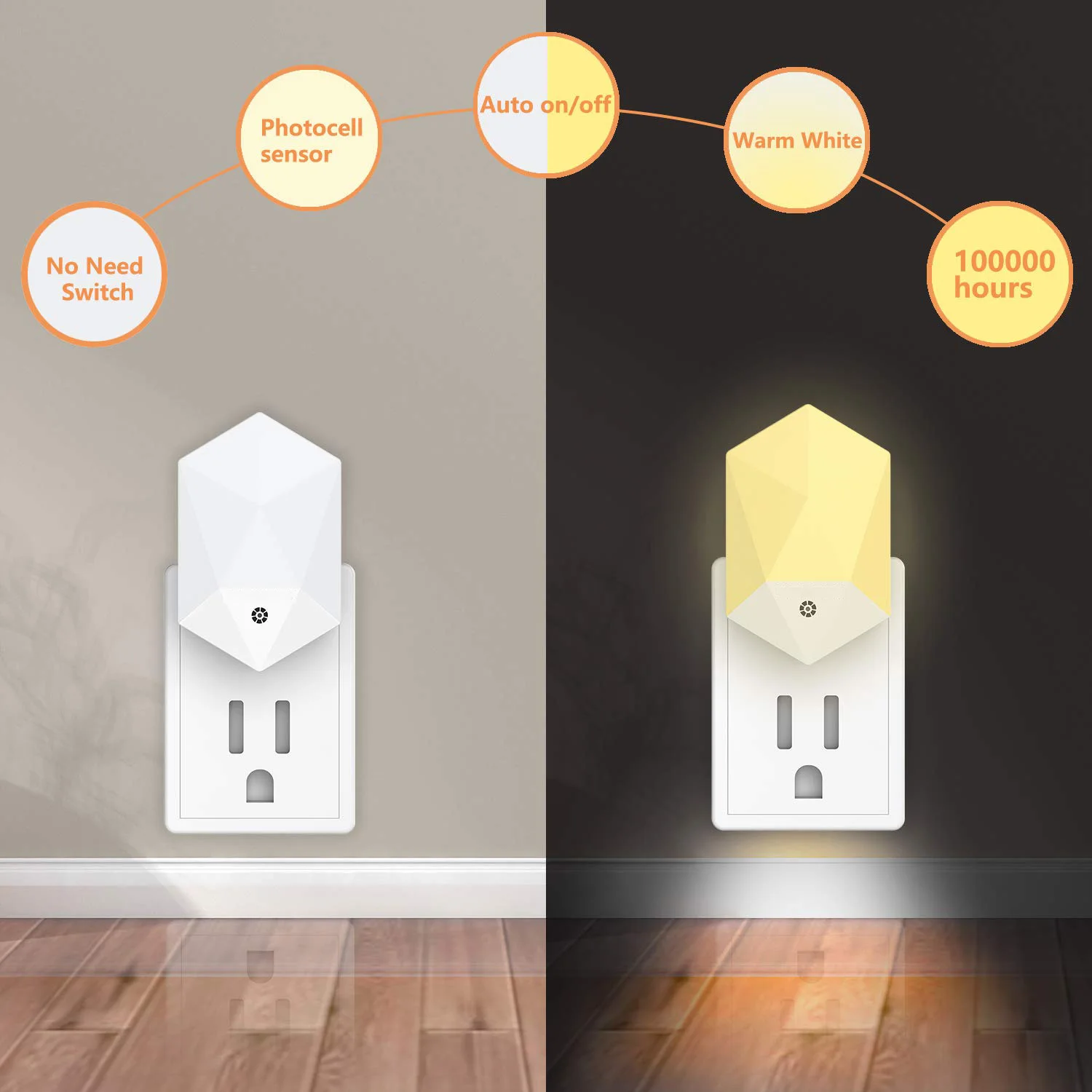Светодиодный ночник с автоматическим датчиком сумерек и рассвета для прихожей
