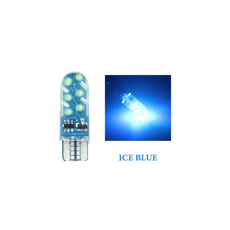 Ice Blue 2 шт. T10 w5w Автомобильный светодиодный лампы 194 w5w 12SMD со стробоскопической вспышкой для Canbus без ошибки силиконовый светодиодный светильник разрешение на парковку номерного знака КУПОЛ 12V - Испускаемый цвет: Ice Blue
