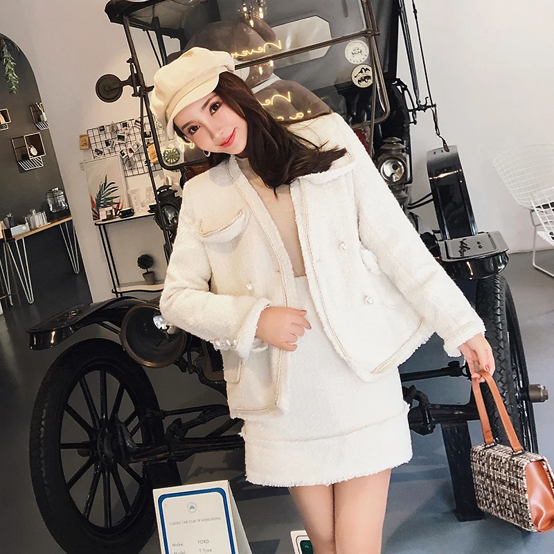 

Женский офисный костюм из двух предметов, элегантный твидовый костюм с юбкой и жакетом из твида на осень и зиму