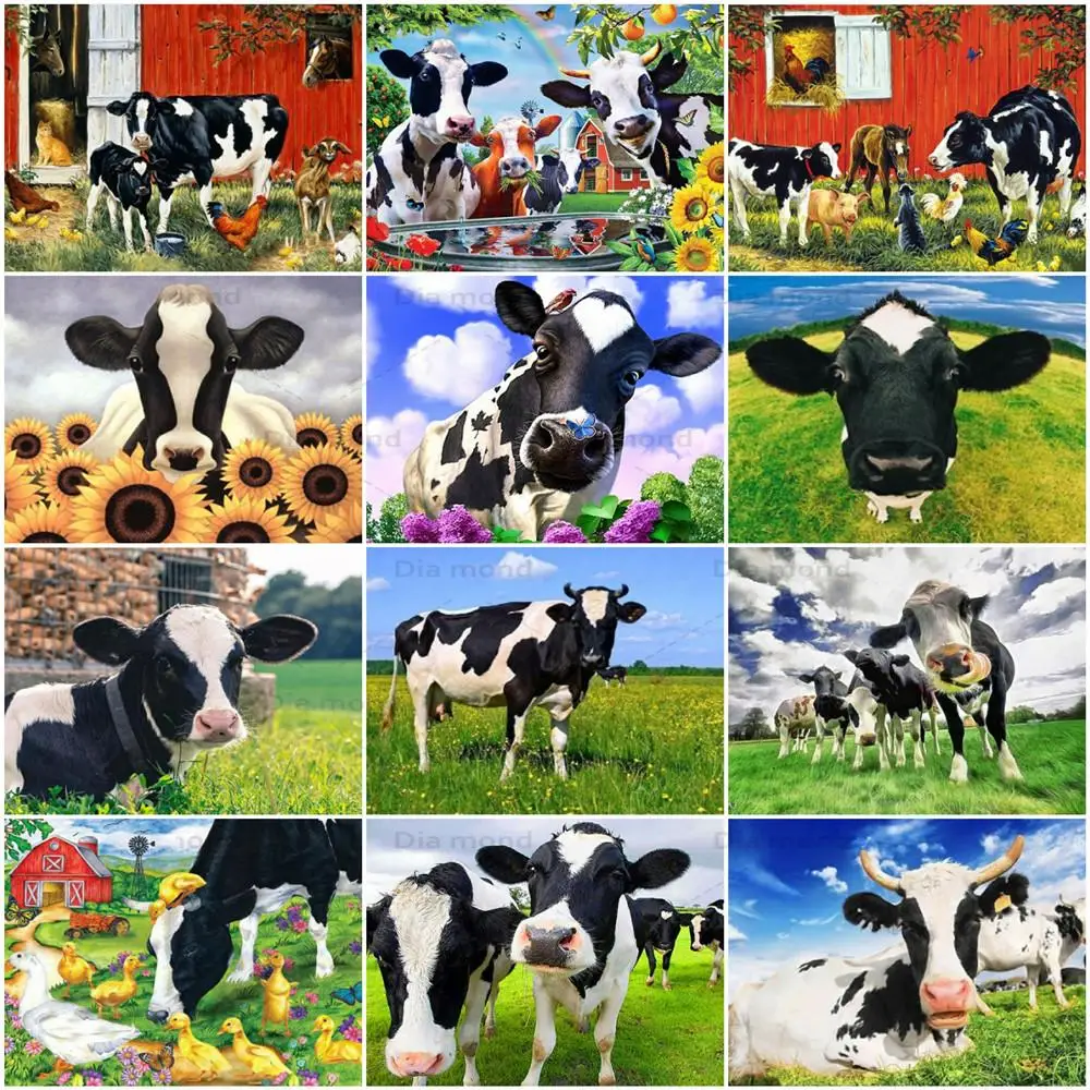 

Diamond Painting Cow Full Square/Round Animals Cross Stitch Diamond Embroidery Cow Rhinestones Art Handicraft Home Decor