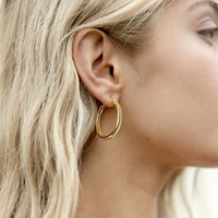 3pairsset gold color thick chunky hollow hoop earring women fashion statement earrings 2021 trend brincos banquet gift jewelry