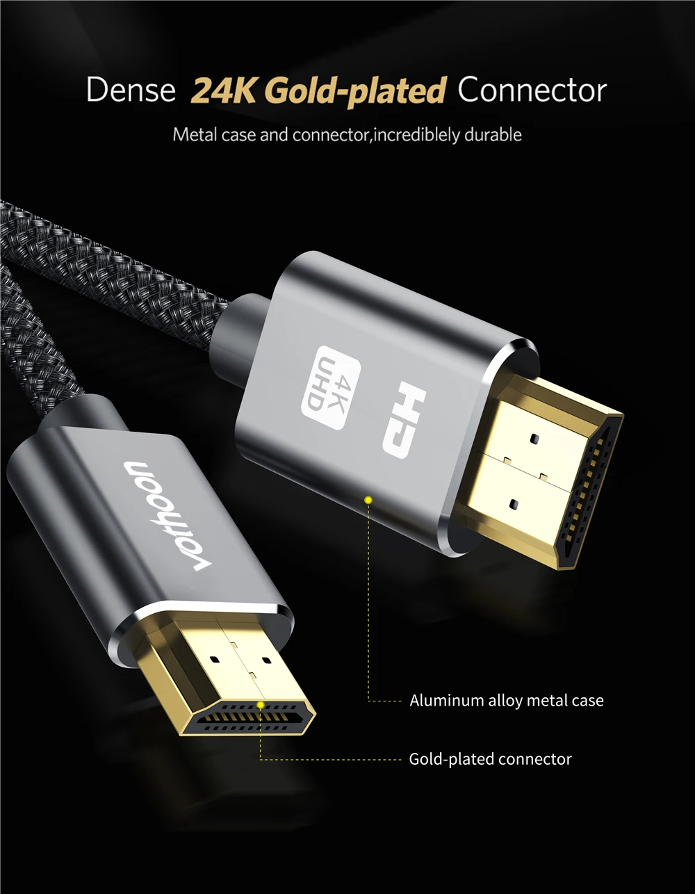 Vothoon 4K HDMI Cable HDMI to HDMI 2.0 HDR 4K 60Hz Cable for TV LCD Laptop Projector Computer PS4 TV 1m 2m 3m HDMI Cable