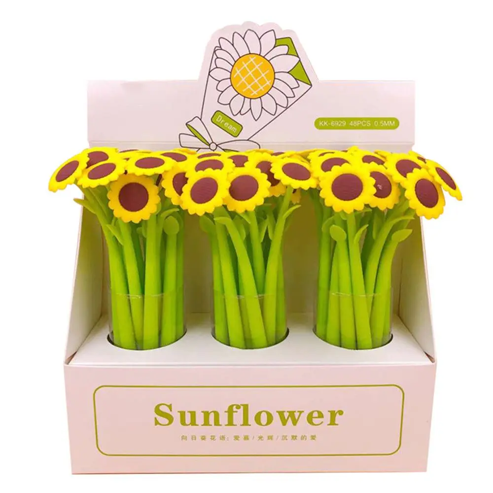 

1PC Soft Silicone Colorful Cute Sunflower Gel Pens Kawaii Signature Pens Gift Rod Styling Novel Simulation School Stationery